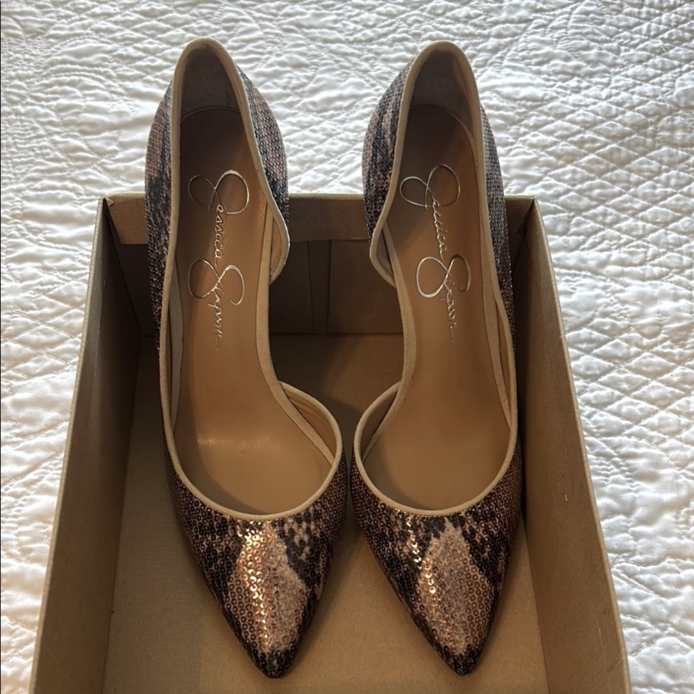 Jessica Simpson Brown Snakeskin Pumps